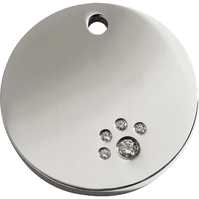 Diamante Polished Stainless Steel Circle Dog ID Tag