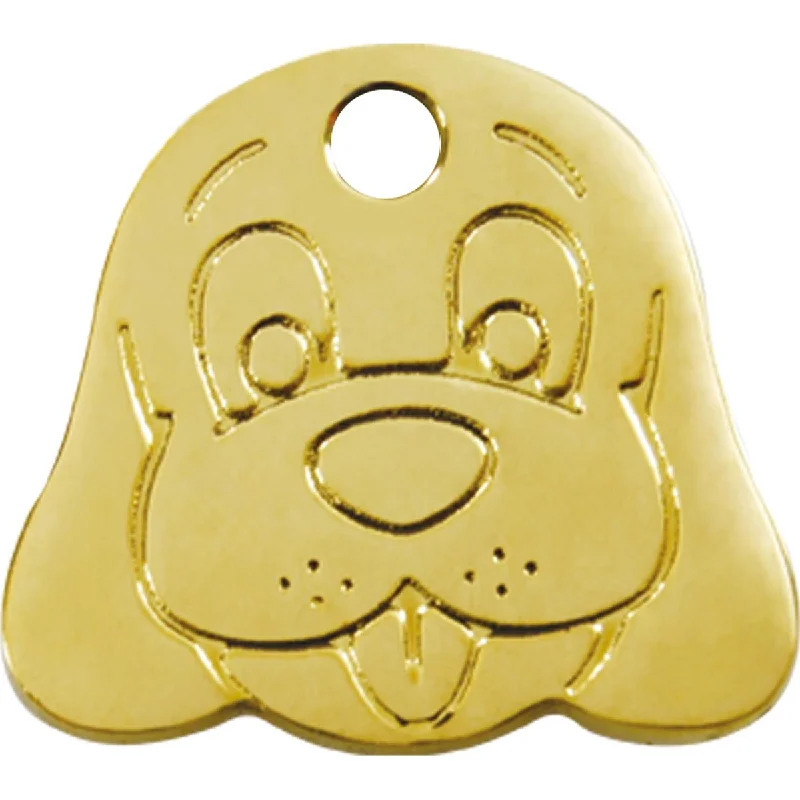 Flat Brass Dog Face Dog ID Tag