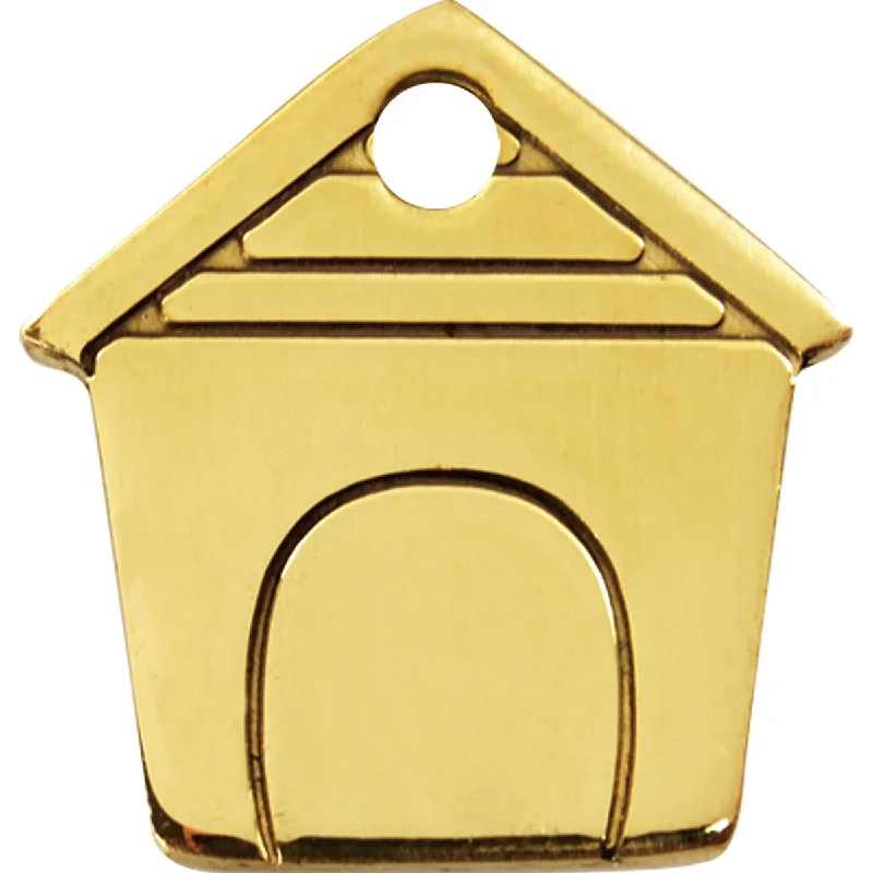 Flat Brass Dog House Dog ID Tag