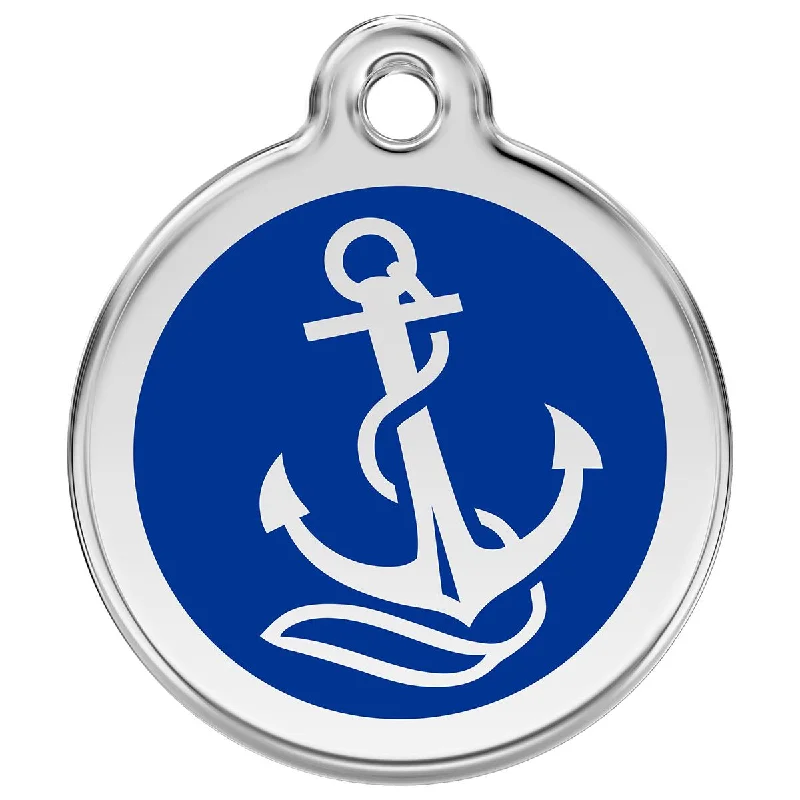 Stainless Steel And Enamel Anchor Dog ID Tag