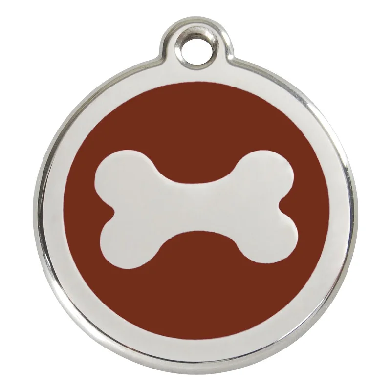 Stainless Steel And Enamel Bone Brown Dog ID Tag