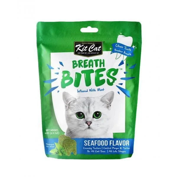 Kit Cat Breath Bites Seafood Dental Treats for Cats 60g