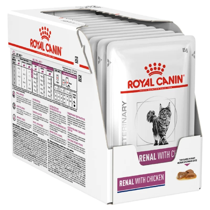 Royal Canin Veterinary Diet Cat Renal Chicken Wet Food Pouches 85g x 12